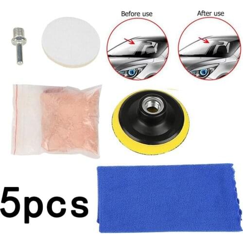 5pcs/Set Car Polshing Powd Kit Cerium Oxide Powder Back Pad Universal Windscreen Repair Casement Scratch Remover Glass Polish