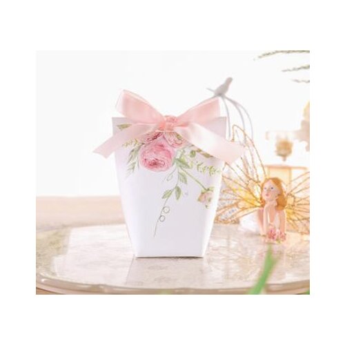 50pcs/lot DIY Customized lovely flower style 10*4.2*10cm paper Gift Boxes Cake Box Wedding Favor Boxes Candy Box With Ribbon