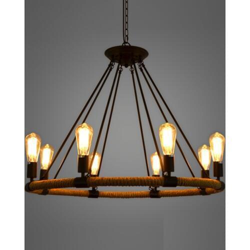 American Village Retro Pendant Lamp Creative Pastoral Rustic Country Style Rope Pendant Lights Cafe Restaurant Bar Bookstore