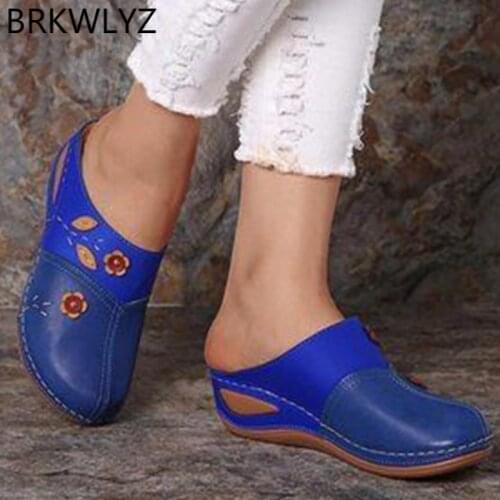 2020 New Women Sandals Summer Women Shoes Soft Bottom Retro Baotou Shoes Woman Flowers Sandalias Mujer Feminina