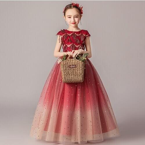 2019 Fashion Applique Beading Flower Childrens Elegant Dresses for Girls Dresses for the Communion Ceremony