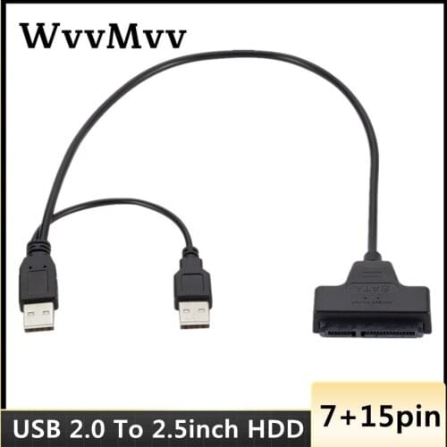 Usb To Sata USB 2.0 To 2.5inch HDD 7+15pin SATA Hard Drive Cable Adapter for SATA SSD & HDD adapter usb2.0 powered by