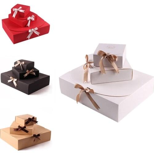 Cardboard Gift Boxes Square Bow Surprise Box Birthday Present Luxury Packaging Box Gift Paper Organizer Bridesmaid Gifts