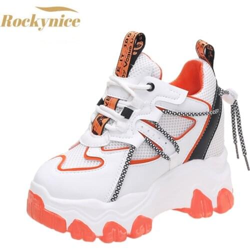 Sneakers Women High Platform Shoes Breathable Sports Trainers Casual Thick Bottom Mesh Chunky Sneakers Women Zapatos Mujer 10cm