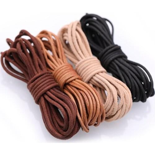 3MM Thick Cowhide Round Leather Cords Rope 5M Flat Genuine Cowhide Lace String DIY Bracelets and Leather Cord necklaces Supplies