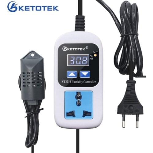 0~99%RH Digital Humidity Controller 220V Humidity Control Switch Hygrostat Hygrometer With Humidity Sensor KT3010