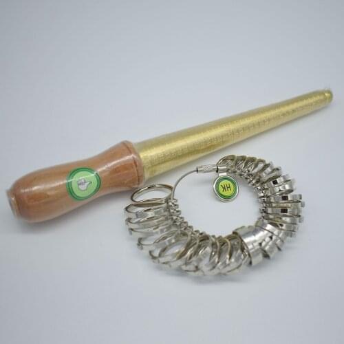 Copper Metal Smooth Ring Sizer Mandrel Finger Sizing Gauge Measure Stick Tool