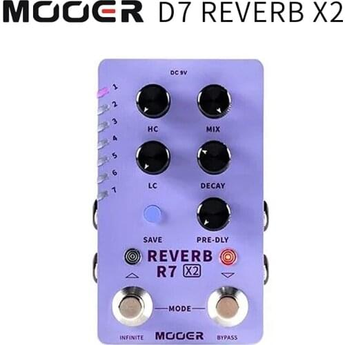 Mooer D7 Reverb x2 electric guitar single effector, Double nail stereo reverb effector, Box piano