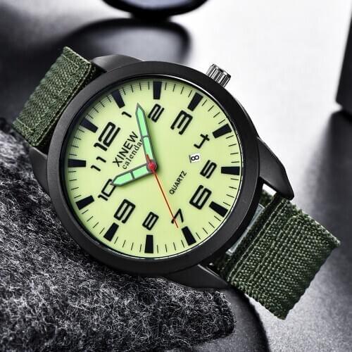 Mens Quartz Watch Nylon Strap Simple Calendar Luminous Simple digital scale Dial Outdoor sports watch new мужские часы 30