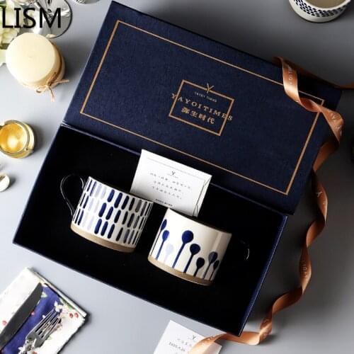 Nordic Ceramic Coffee Mug Set Japanese Vintage Ceramic Coffee Mug with Spoon Tea Milk Cup Couple Chrismas Gifts Tazas De Cafe