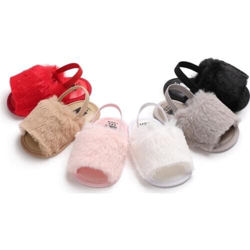 2020 New Newborn Toddler Baby Girls Summer Sandal Shoes 8 Style Fur Solid Flat With Heel Outfit 0-18M Baby Shoes
