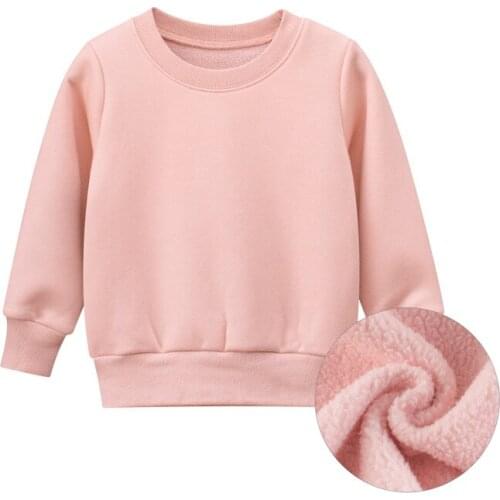 2021 autumn and winter boys sweatshirt thickened plus velvet solid color round neck long sleeve baby boy clothes