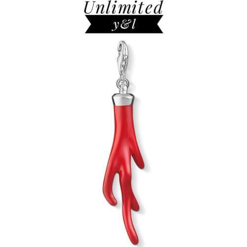 Red Coral Charms Pendants 925 Sterling Silver Romantic Fashion DIY Jewelry Making Accessories Fit Bracelet Necklaces Women Men