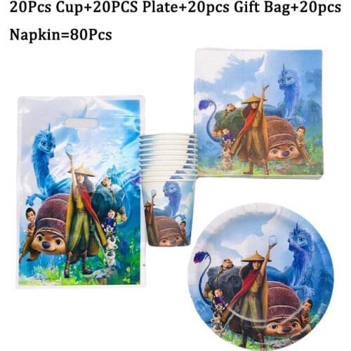 Raya and The Last Dragon Theme Party Supplies Disposable Tableware Set Cup Plate Napkin Straws Kids Happy Birthday Decoration