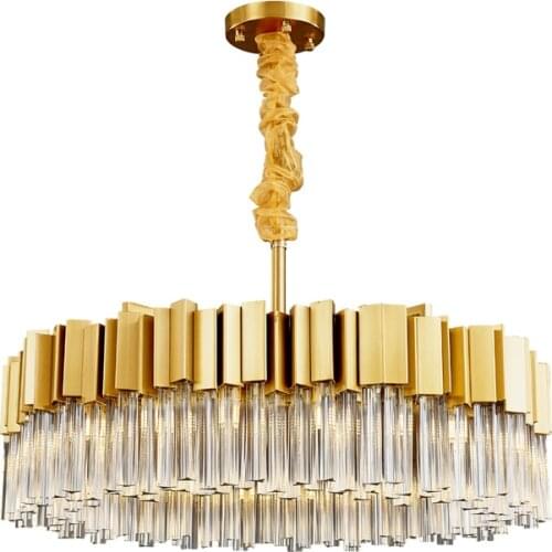 Luxury Modern Crystal Light Chandelier For Living Room Gold Brushed Led Cristal Lamp Round Home Decor Chain Lighting Fixture