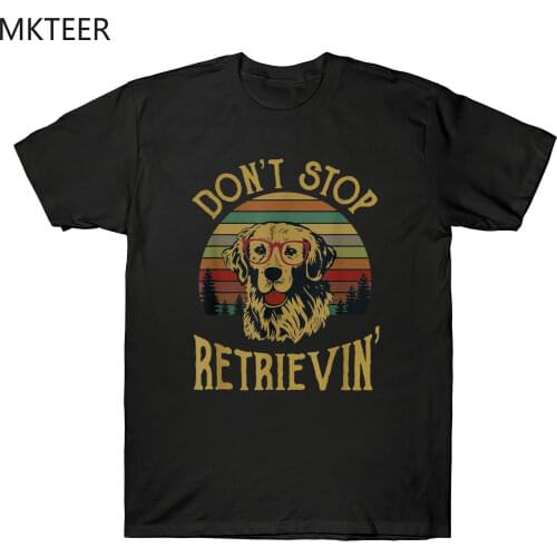 Golden Retriever Lover Shirt Don't Stop Retrievin Vintage Mens T-Shirt Black Comfort Hip Hop Top Aesthetic Summer Men T-shirt