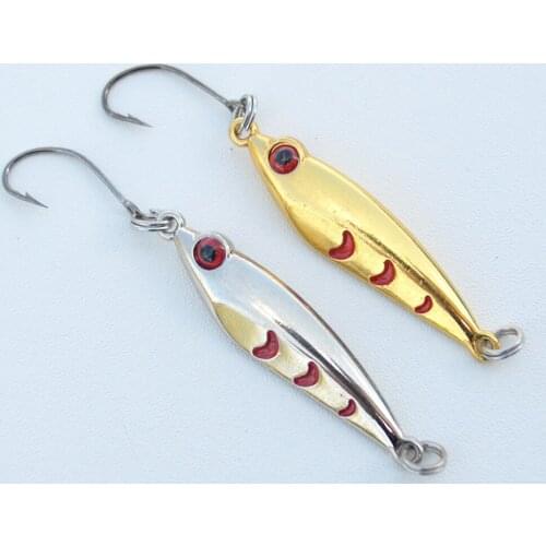 Fishing Spoon Lures 2pcs Shrimp Shape Trout Small Fishing Spoons Single Hook Metal Fishing Artificial Bait 2.5g 4.5g