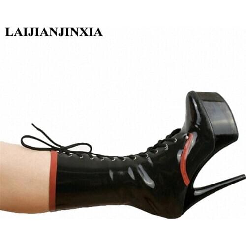 New 15cm sexy front tie bow-knot super fine high and low boots, auto show lady Dance Shoes