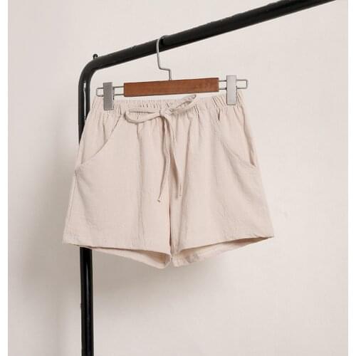 2021 Summer New High Waist Cotton Linen Shorts Fashion Girl Linen Three-point Shorts Large Size Thin Ladies Wide Leg Shorts