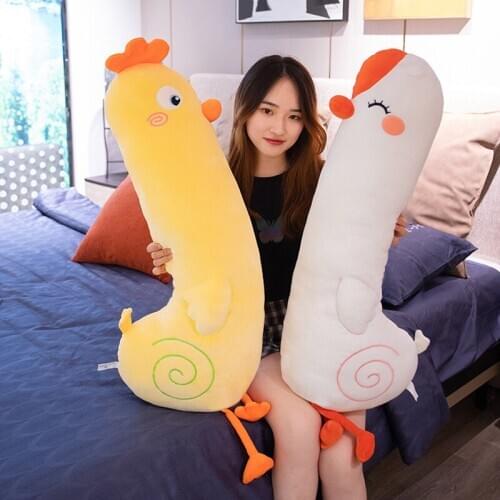 Cute Duck Chicken Goose Long Pillow Stuffed Plush Animal Toys for Children Soft Sleep Cushion Bed Pillow Girls Gift