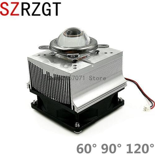 LED Heatsink Cooling Radiator 60 90 120 Degrees Lens + Reflector Bracket + Fans For High Power 20W 30W 50W 100W LED chip
