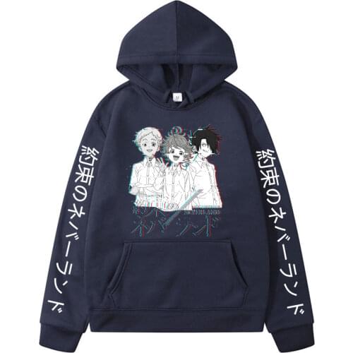 Hot Anime The Promised Neverland Hoodie Fashion Long Sleeve Loose Harajuku Streetwear Hip Hop Emma Norman Ray Manga Sweatshirts