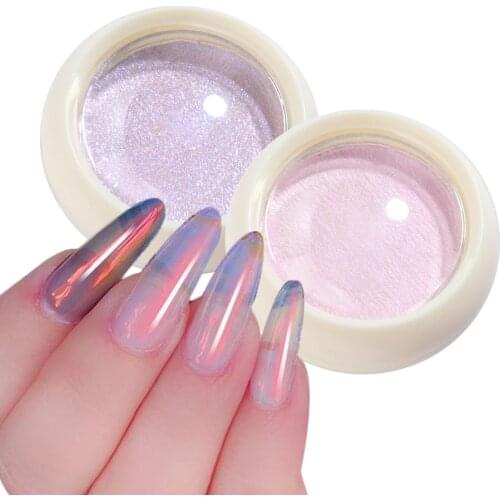 Solid Aurora Shell Nail Powder Pigment Blue Purple Mermaid Mirror Glitter Dust Holographic Manicure Nail Art Decoration GLG01-06