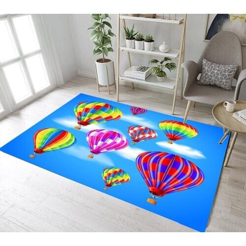 Hot Air Balloons In The Blue Sky Area Rugs Bedroom Living Room Floor Carpet Non-slip Kids Play Door Mat