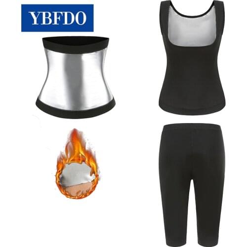 YBFDO Body Shaper Suit Sauna Shapers Hot Sweat Sauna Effect Slimming Vest Fitness Belt Shapewear Workout Gym Leggings Pants