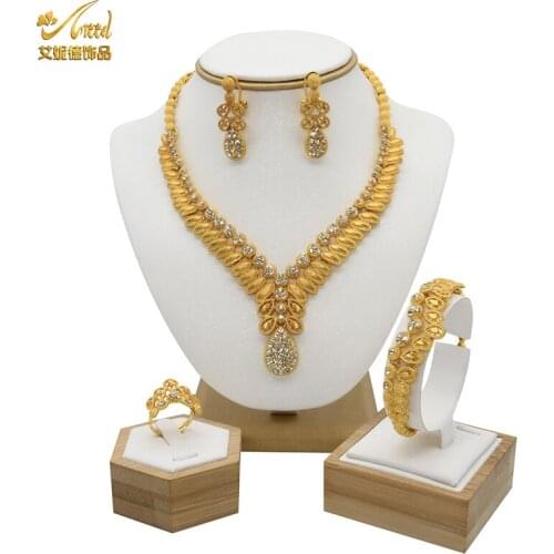 Women wedding dubai four-piece made in china wholesale designer inspired bridal fashion jewelry sets free shipping