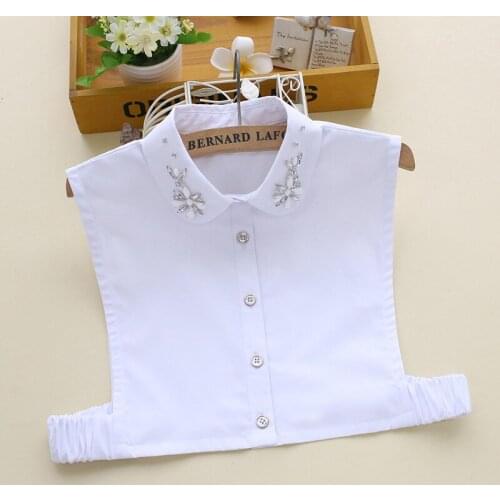 Women Solid Color Detachable Collar Female White Fake Collars Removable Half Shirt Blouse Tops Faux Col False Collars Decor