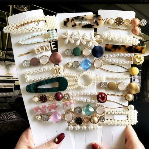 Korea New Hair Clip Hair Jewelry For Women Girl Fashion Pearl HairPin Crystal Barrettes Side Clip Headwear Hair Accessories Gift