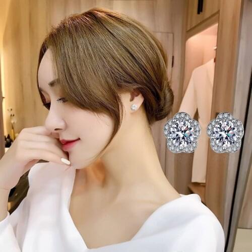 Crystal Stud Earrings Women Girls Stainless Steel Colored Round Rhinestone Earrings Stud Small Earrings For Women Party Jewelry