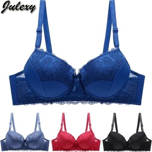 Julexy New 2021 Plus Size Push Up Bra Lace Sexy Solid Lingerie C D Big Cup Underwear For Women Black Red Beige