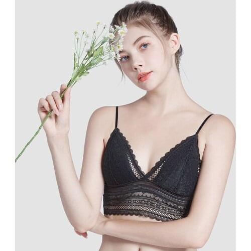 Everyday Women Sexy Lace Bra Wire Free Transparent Push Up Lingerie U-Straps Beauty Back With Pads Soft Thin Breathable Bralette