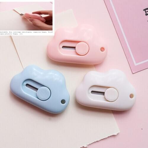 1PCS Cute Cloud Color Mini Portable Utility Knife Paper Cutter Cutting Paper Express Box Knife Razor Blade Office Stationery