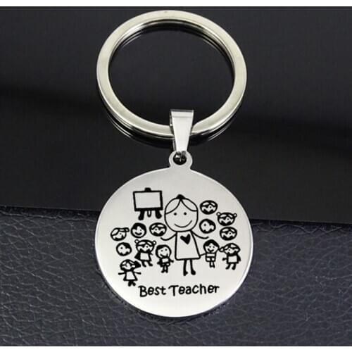1 Pcs Stainless Steel Keychain Teacher Thanksgiving Gift TeacherS Day Teacher Stainless Steel Jewelry Student Send Teacher Gift