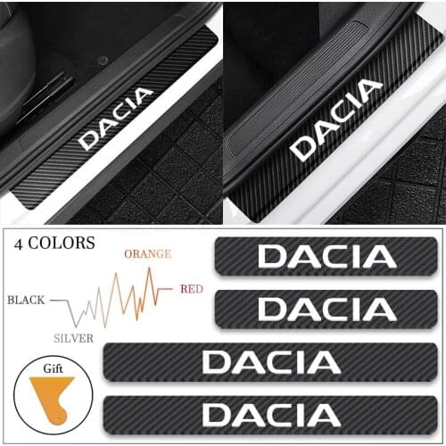 4pcs 4D Carbon fiber Vinyl Car Door Sills Stickers For Dacia Duster Logan MCV Sandero Stepway Dokker Lodgy Car accessories