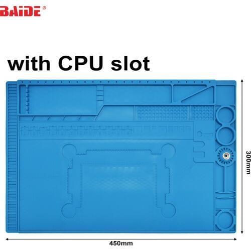 450x300 mm Repair Pad Insulation Heat-Resistant Silicon Soldering Mat Work Pad Desk Platform BGA Soldering Station With CPU Slot