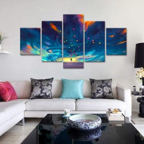 5PCS/Set NO Frame Anime Style Dreamy Sky Art Poster Painting Art For Living Room Modern Home Decoration