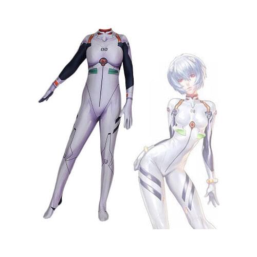Anime EVA Ayanami Rei Cosplay Costume Asuka Catsuit Halloween Plugsuits Zentai Suit White Bodysuit Adults Kids