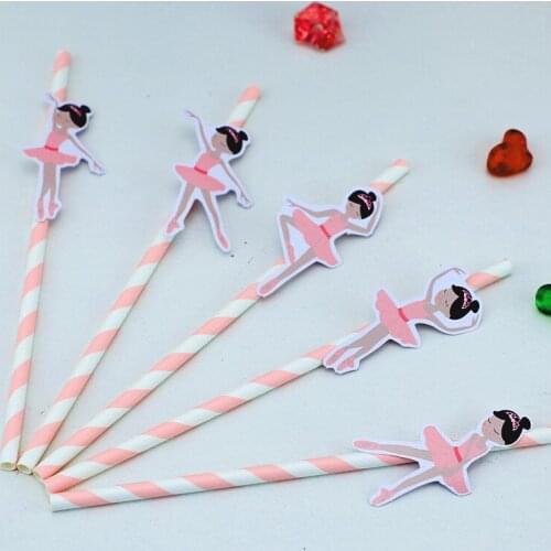 Ballerinas Theme Party Paper Straws African American Ballet Girls Drinking Straws Event Birthday Party Decorations Supplies