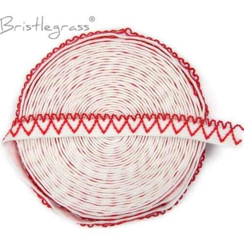 BRISTLEGRASS 5 Yard Red Heart Frilly Patchwork Lace Trim White Elastics Spandex Bands Hair Tie Headband Tutu Dress Sewing Notion