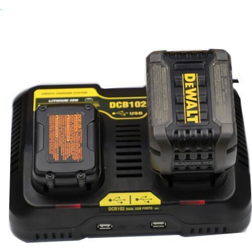 Fast charging DCB102 Li-ion Battery charger For DeWalt 12V 14.4V 18V 20V DCB105 DCB200 double charging postion with USB Port