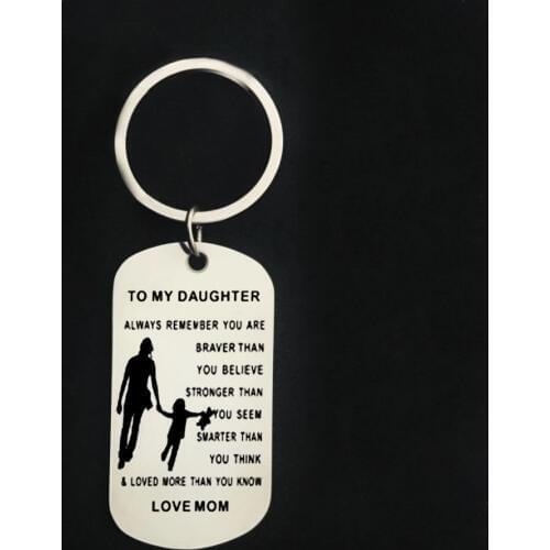 CAXYBB Fshion Dog Tag Love That My daughter Mother Birthday gifts Son keyring Metal Military keychain