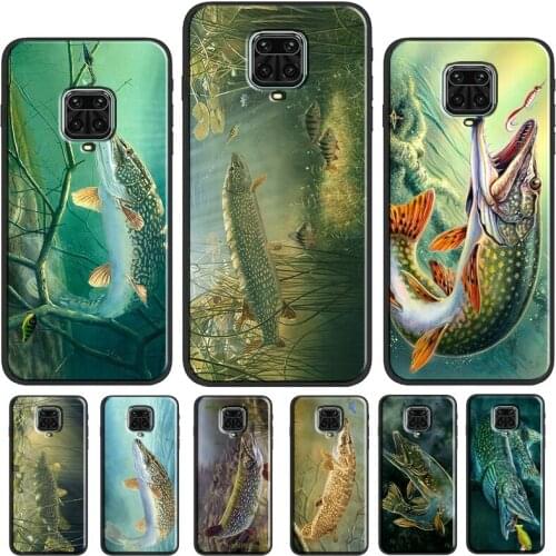Pike Fish Fishing Lure Phone Case For Xiaomi Redmi Note 10 Pro Cover For Redmi Note 9 8 Pro 9S 8T 9A 9C 9T K40