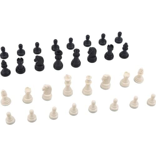 32 Medieval Chess Pieces/Plastic Complete Chessmen International Word Chess Game Entertainment Black&White