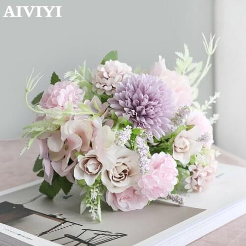 7 Heads of Assorted Roses Wedding Party Home Decor Christmas Artificial Orchid Flower Fake Plants for Decorations Holding Flower