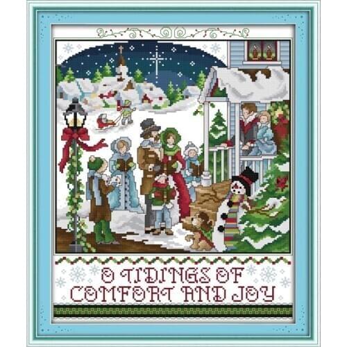 Joy Sunday Christmas carol Cross Stitch kit 14CT DMC DIY Cross Stitch Printed Canvas Needlework Set Christmas Home decoration