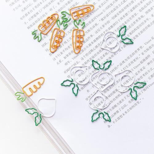 Kawaii Carrot Shape Paper Clip White Radish Bookmark Pin Cute Paper Clip Paper Clips Metal Cute Paper Clips Decorative planner